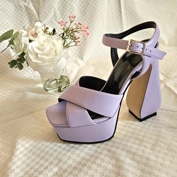 NDS Women's SI Rossi Purple Leather Sandals Pump Heels Size 4.5 US - Picture 9 of 16